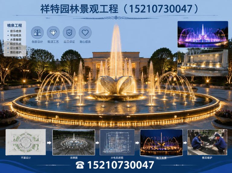 博野县人工湖喷泉展示图
